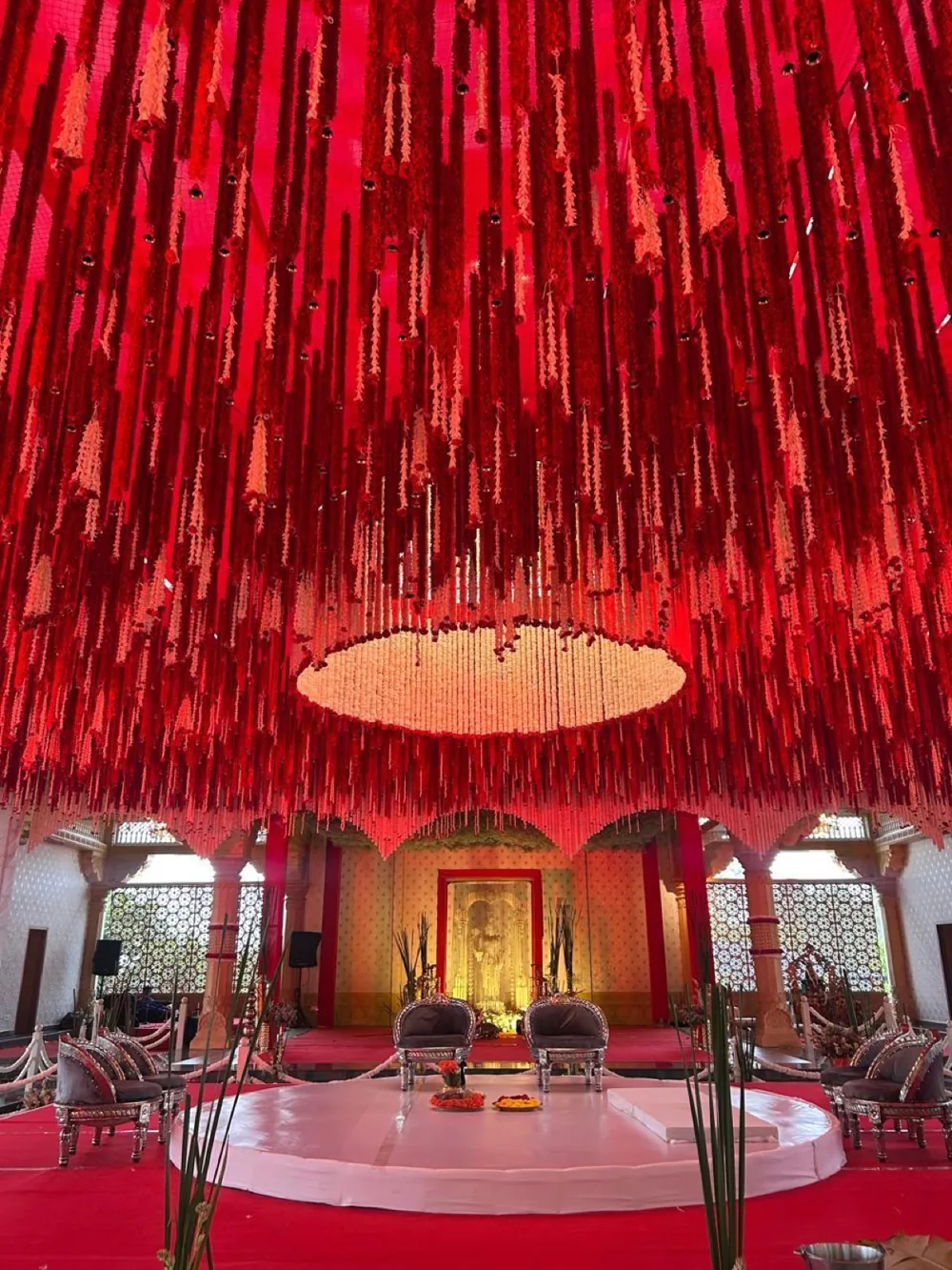 Crimson rain floral ceiling — Panigrahana decor portfolio