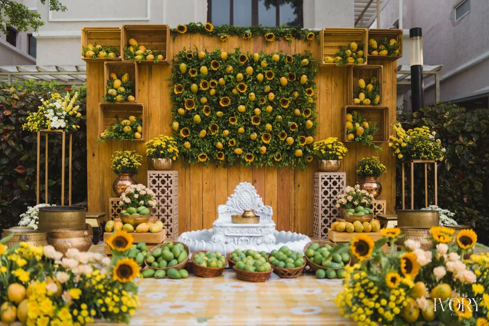Haldi backdrop mango sunflower