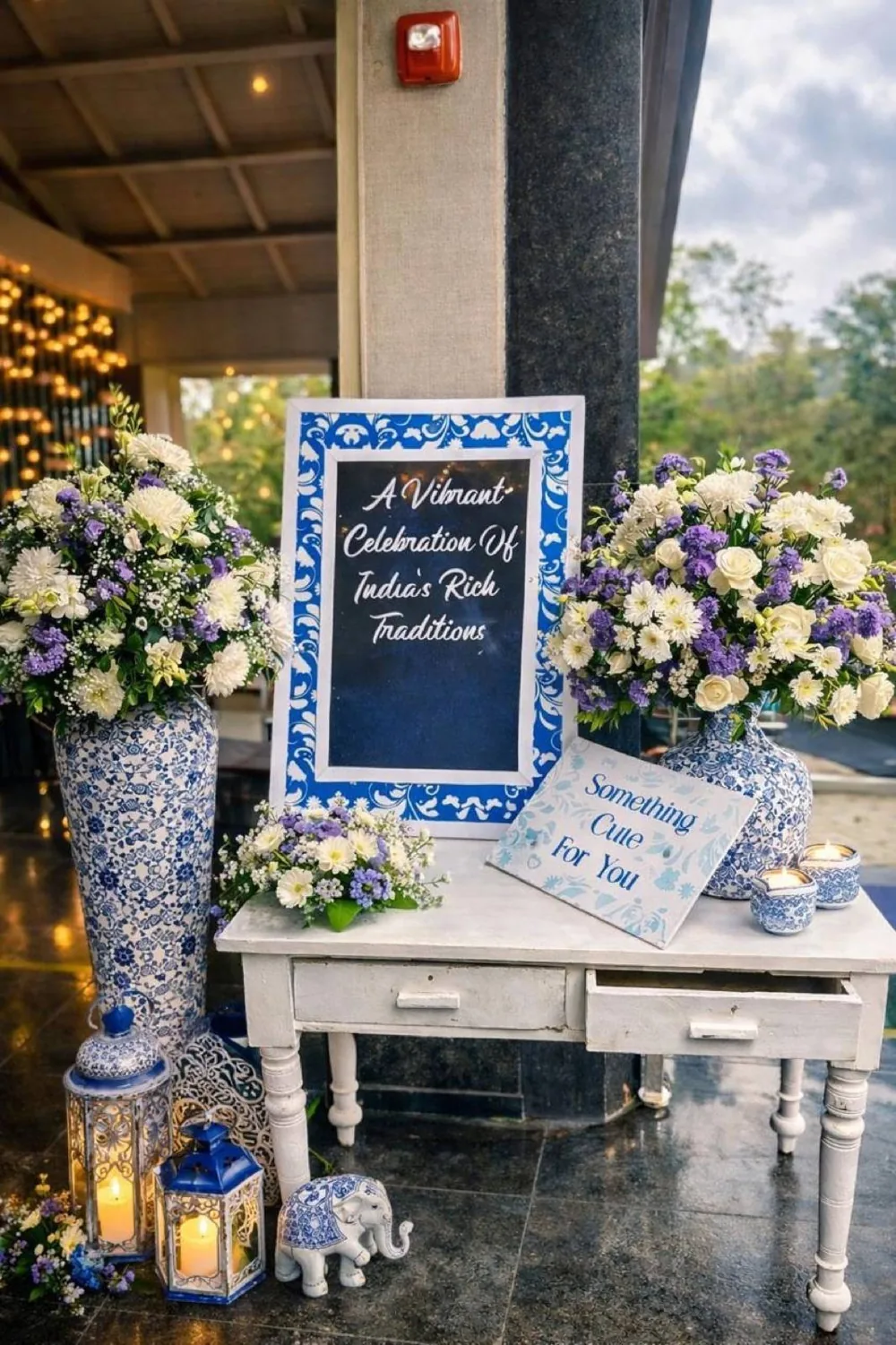 Indigo welcome vignette — Panigrahana decor portfolio