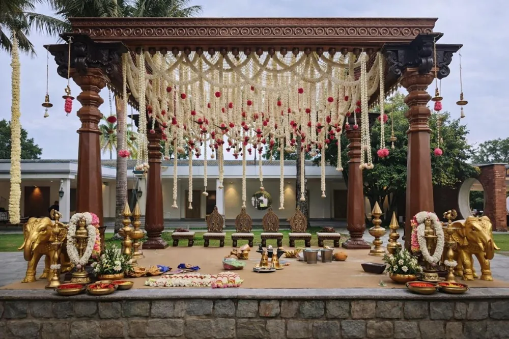 Jasmine canopy wooden mandap — Panigrahana decor portfolio