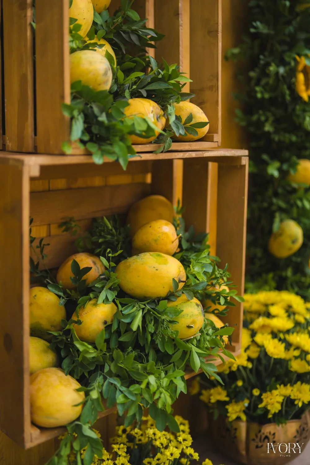 Mango crate floral styling