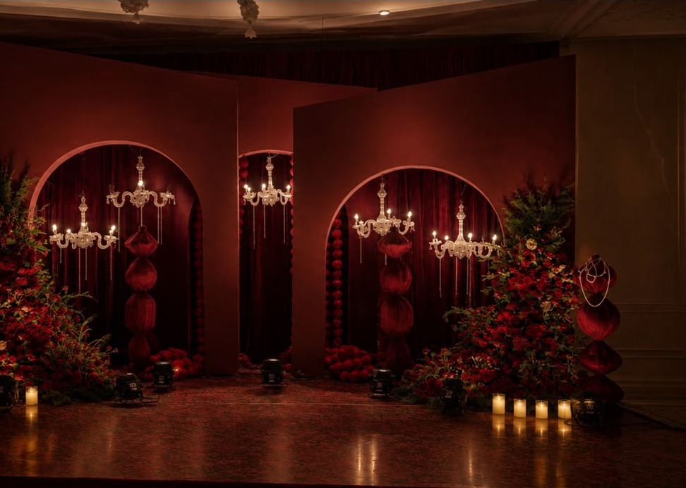 Crimson at the Palace: Dania & Mohammad's Reception at The Leela Palace Bengaluru
