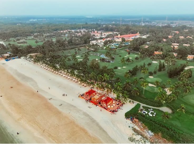 aerial st regis goa beach golf course
